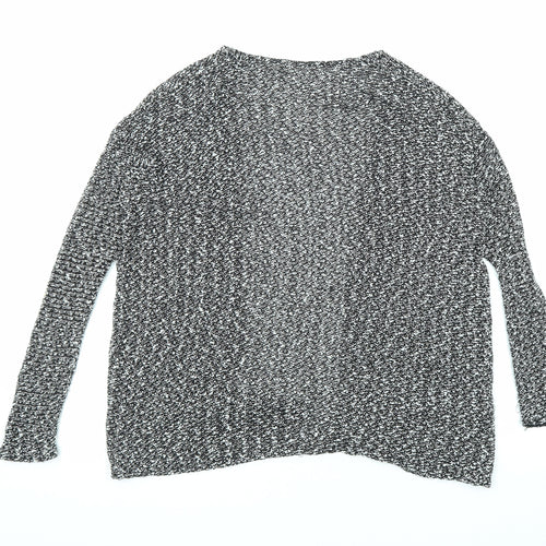 Divided by H&M Womens Black V-Neck Geometric Polyester Cardigan Jumper Size S