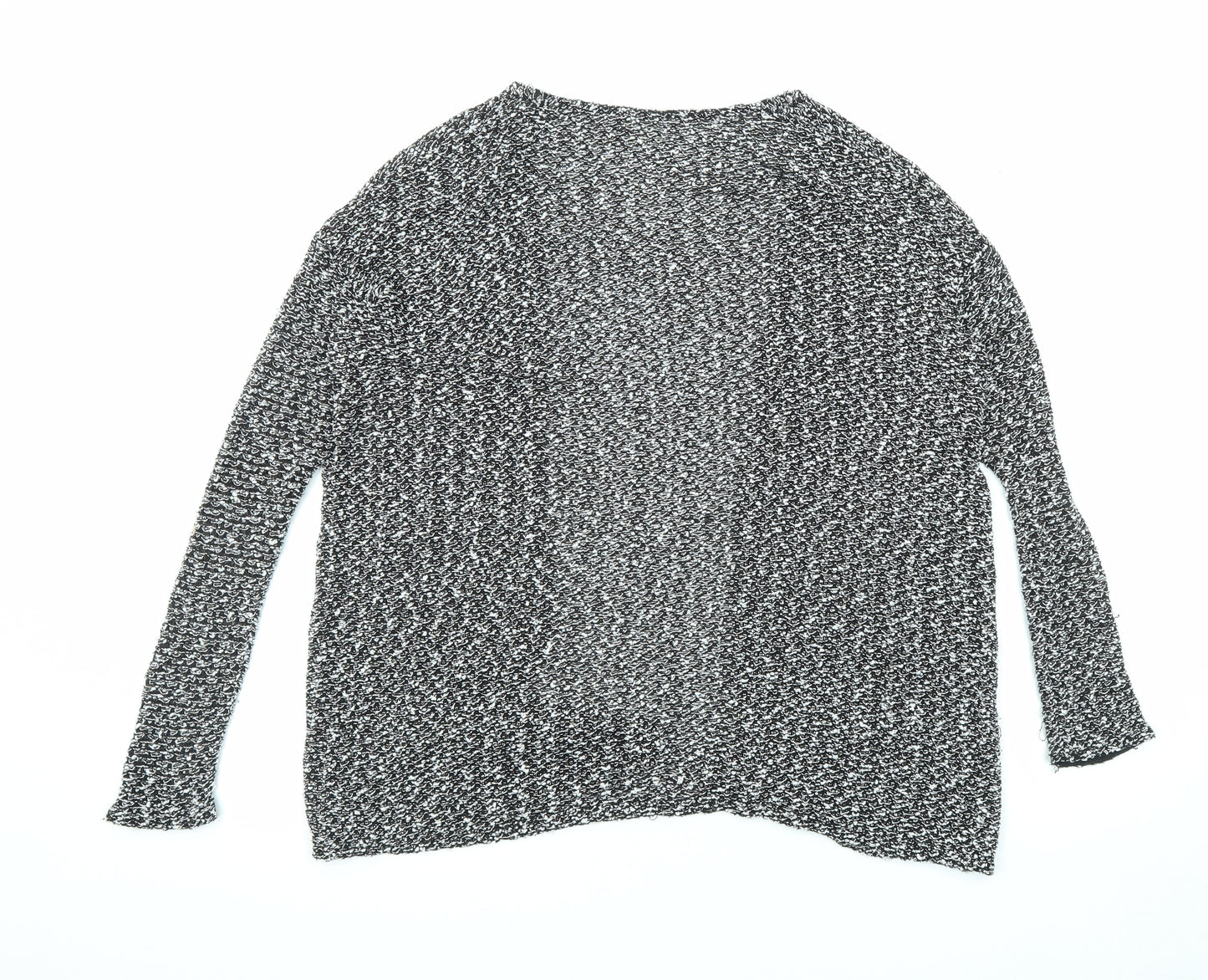 Divided by H&M Womens Black V-Neck Geometric Polyester Cardigan Jumper Size S