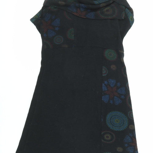 Joe Browns Womens Black Geometric Polyester Jumper Dress Size 10 Cowl Neck Pullover