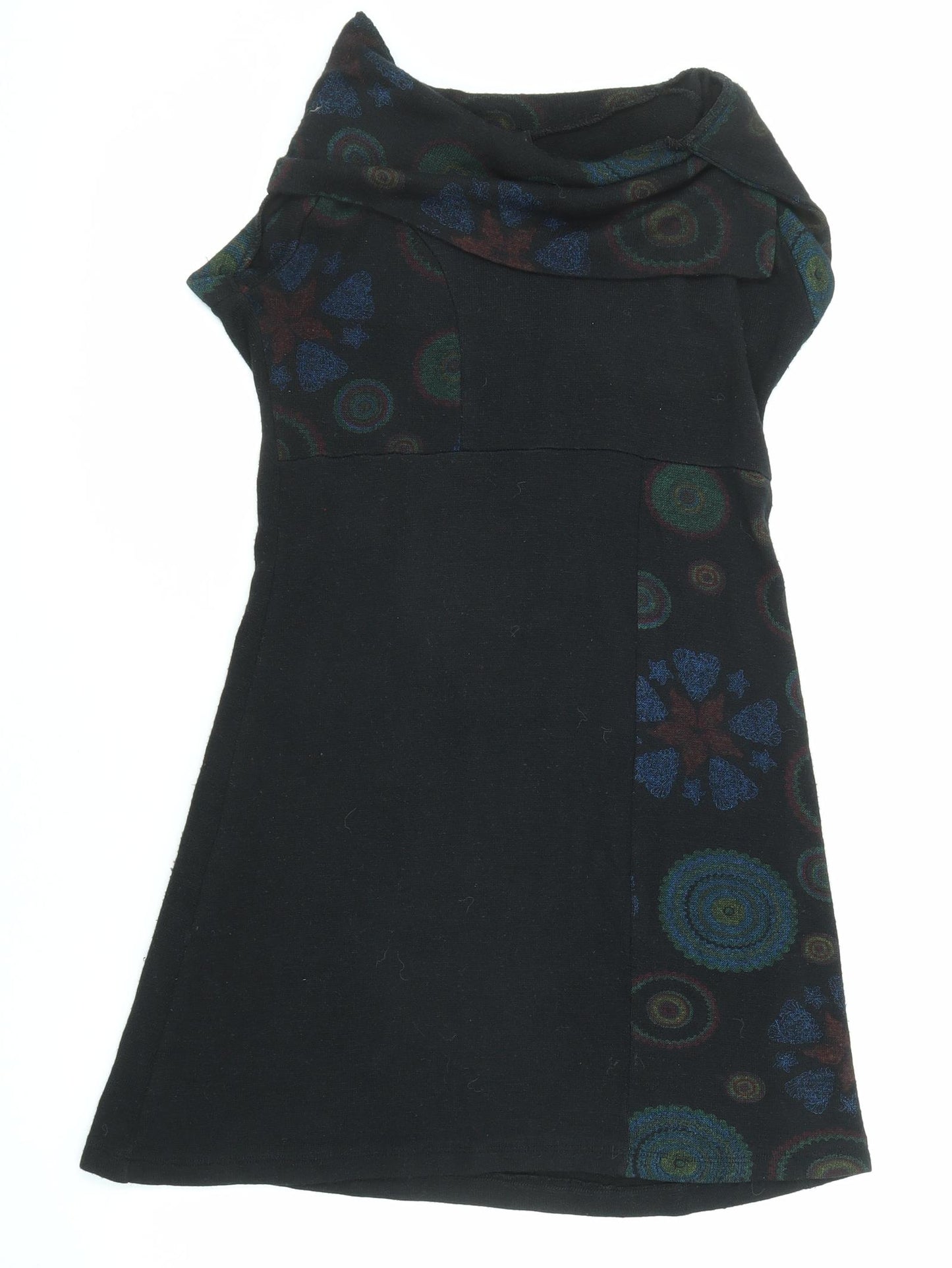 Joe Browns Womens Black Geometric Polyester Jumper Dress Size 10 Cowl Neck Pullover