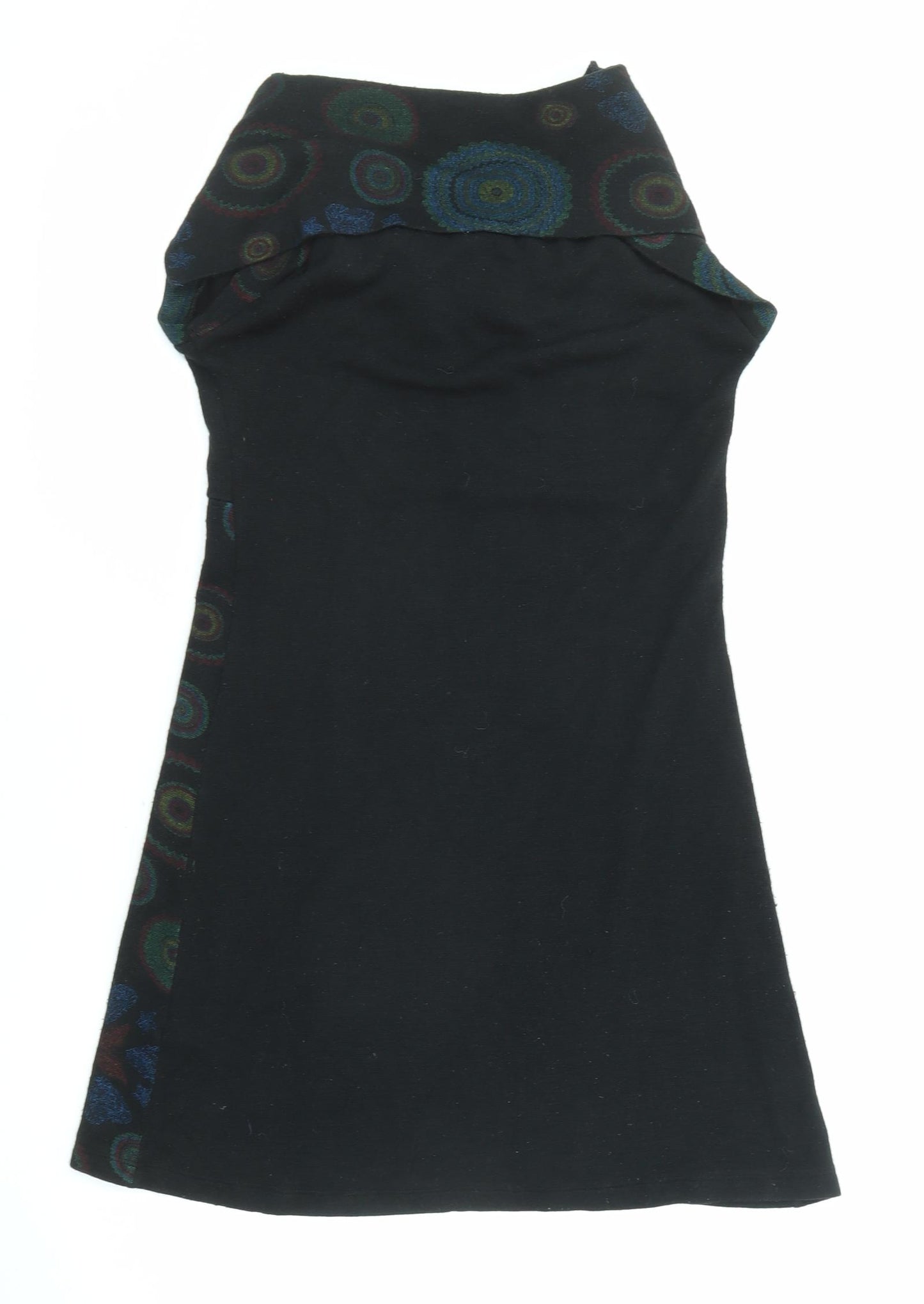 Joe Browns Womens Black Geometric Polyester Jumper Dress Size 10 Cowl Neck Pullover