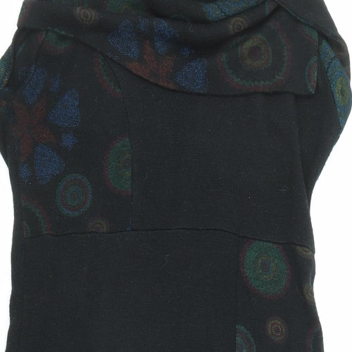Joe Browns Womens Black Geometric Polyester Jumper Dress Size 10 Cowl Neck Pullover