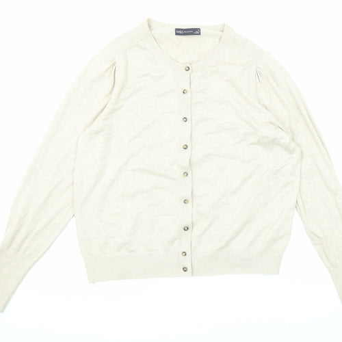 Marks and Spencer Womens Beige Round Neck Viscose Cardigan Jumper Size 16
