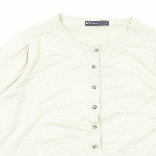 Marks and Spencer Womens Beige Round Neck Viscose Cardigan Jumper Size 16