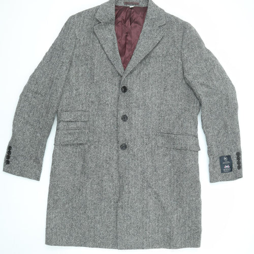 Marks and Spencer Mens Grey Overcoat Coat Size XL Button