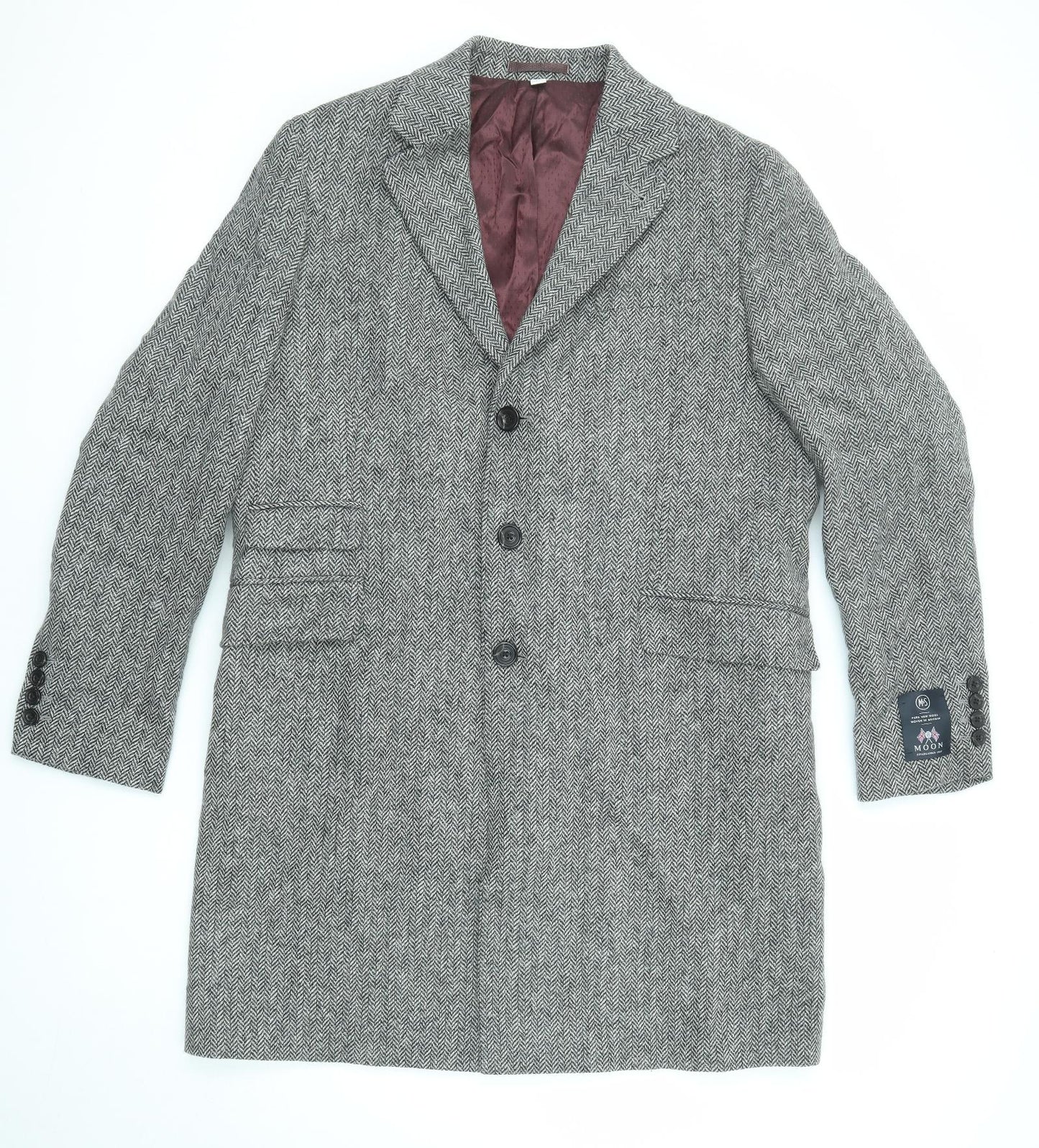 Marks and Spencer Mens Grey Overcoat Coat Size XL Button