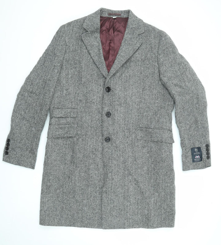 Marks and Spencer Mens Grey Overcoat Coat Size XL Button