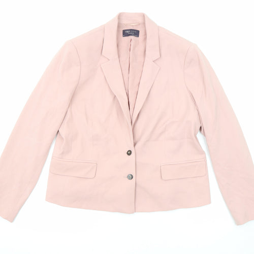 Marks and Spencer Womens Pink Polyester Jacket Blazer Size 18