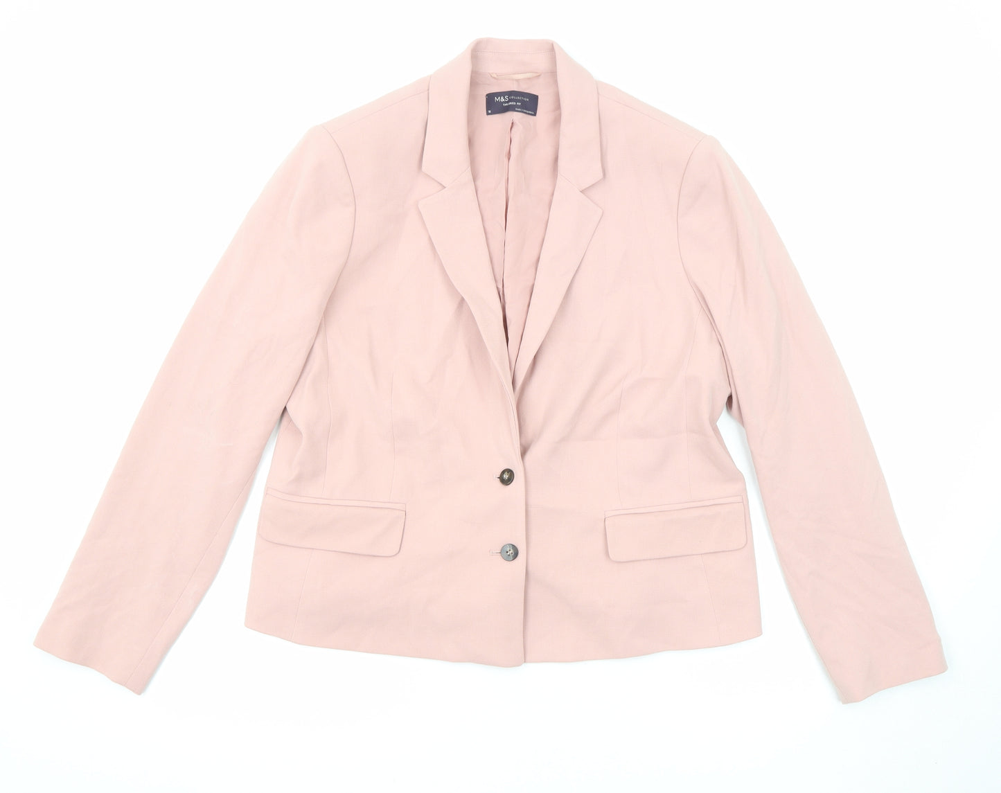 Marks and Spencer Womens Pink Polyester Jacket Blazer Size 18