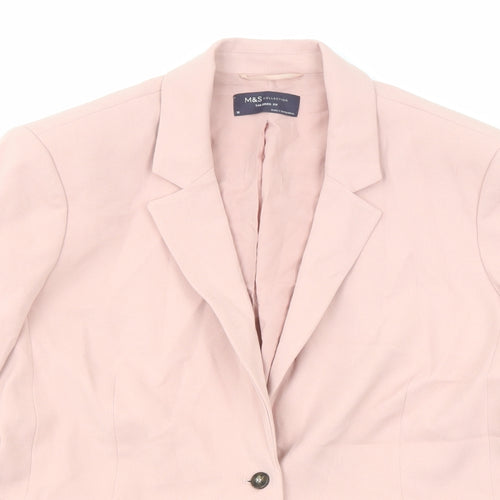 Marks and Spencer Womens Pink Polyester Jacket Blazer Size 18