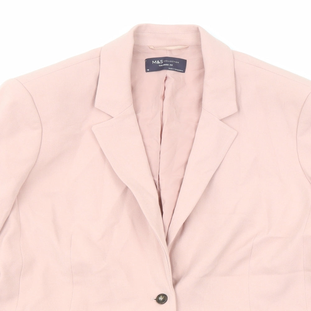 Marks and Spencer Womens Pink Polyester Jacket Blazer Size 18