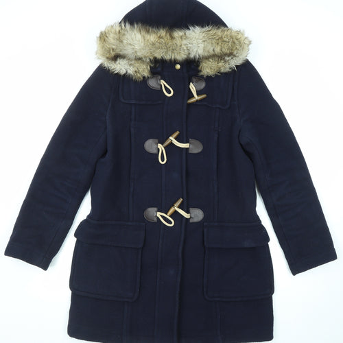 Marks and Spencer Womens Blue Overcoat Coat Size 12 Button
