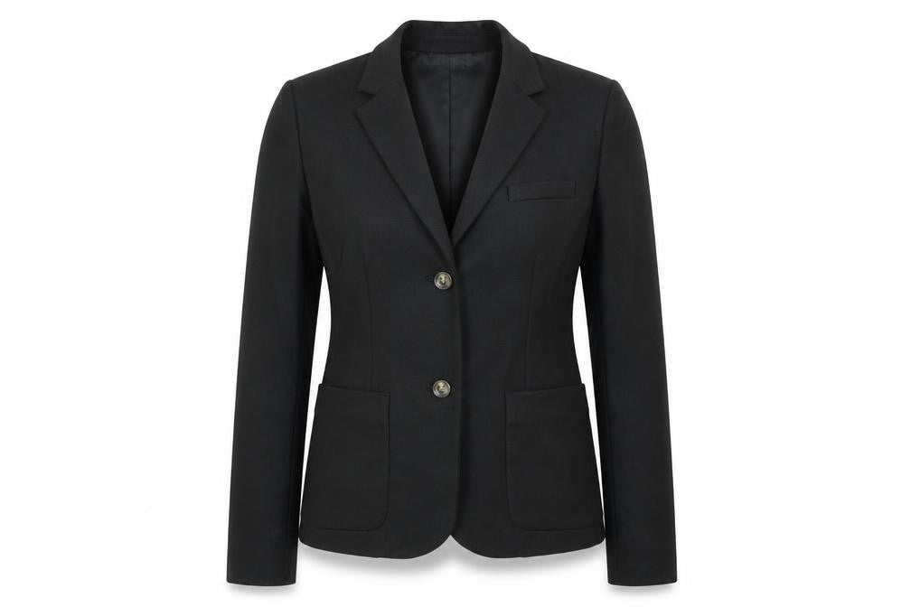 Front view of Gap women’s black polyester jacket blazer, size UK 4