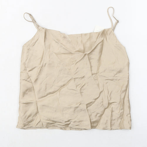 Zara Womens Beige Viscose Camisole Tank Size L Square Neck