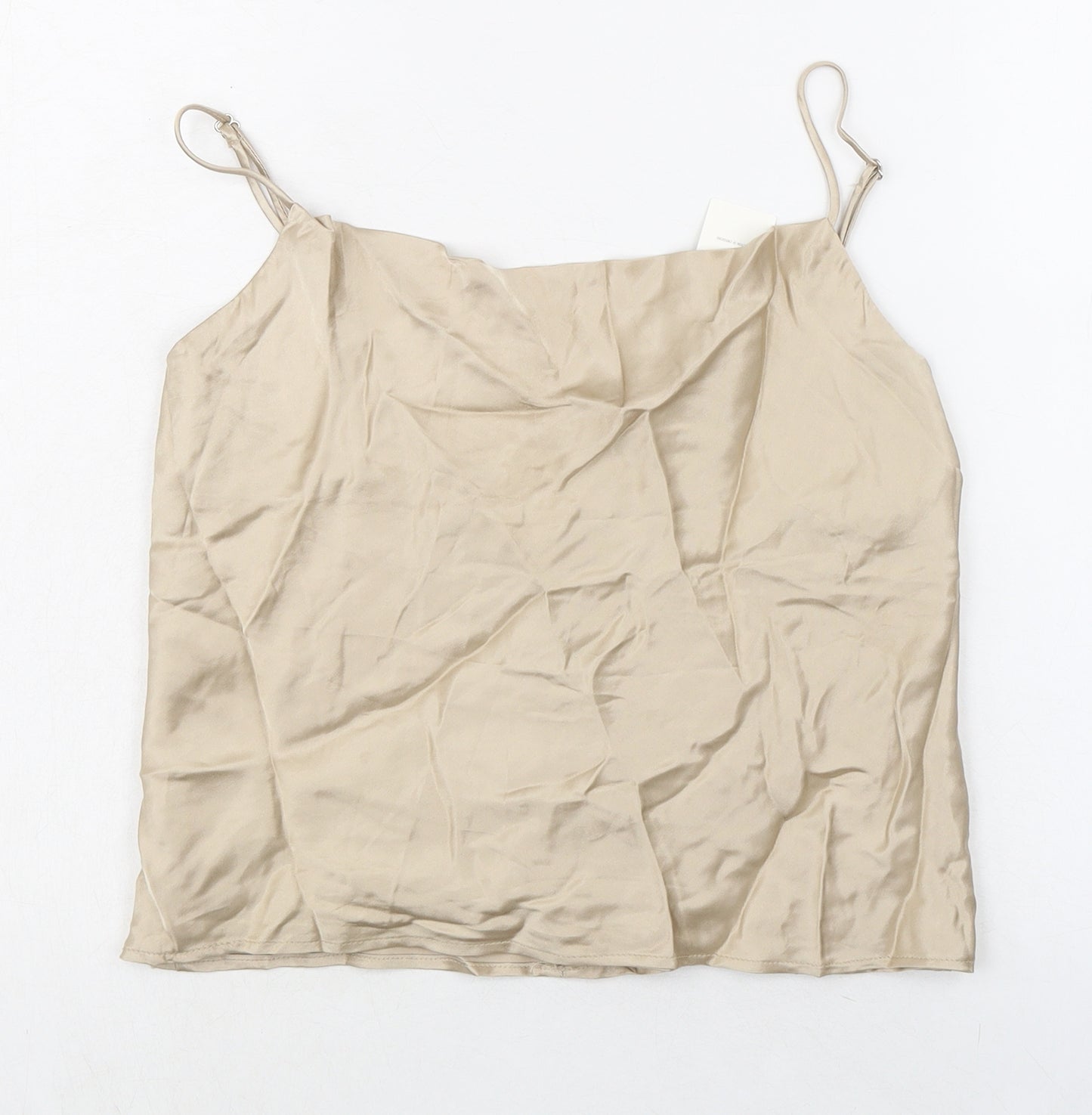 Zara Womens Beige Viscose Camisole Tank Size L Square Neck