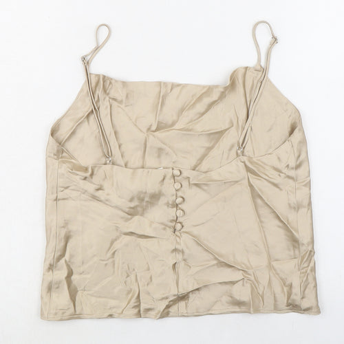 Zara Womens Beige Viscose Camisole Tank Size L Square Neck