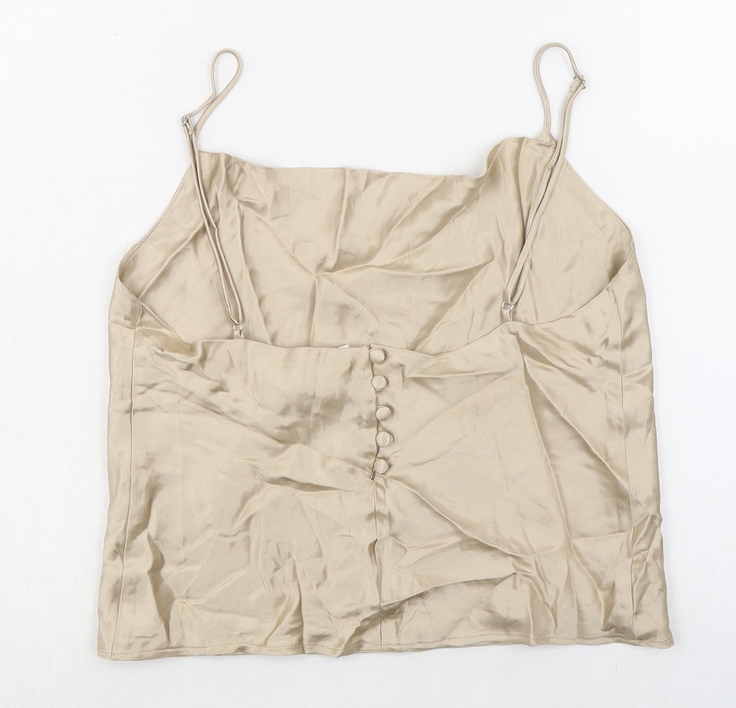 Zara Womens Beige Viscose Camisole Tank Size L Square Neck