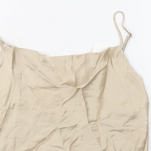 Zara Womens Beige Viscose Camisole Tank Size L Square Neck