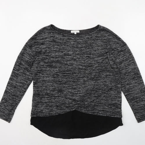 Deane & White Womens Black Polyester Basic T-Shirt Size 14 Round Neck