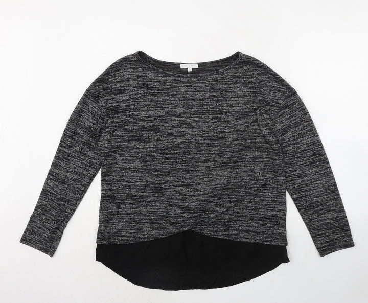 Deane & White Womens Black Polyester Basic T-Shirt Size 14 Round Neck