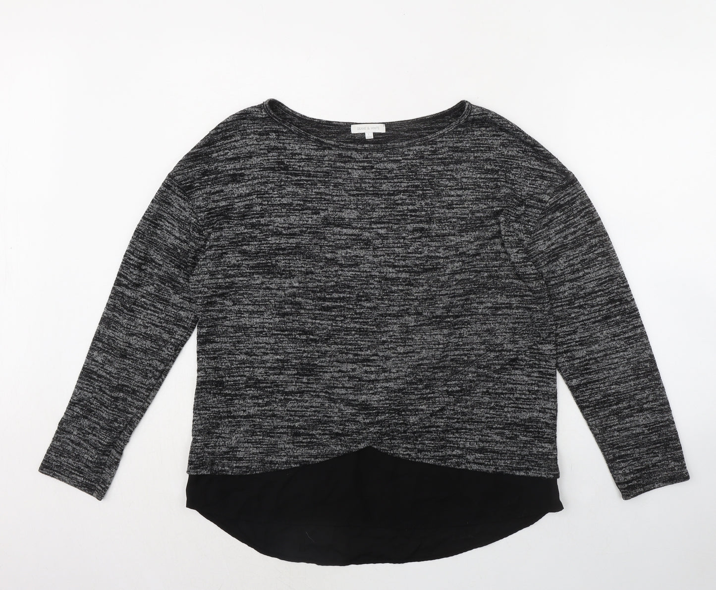 Deane & White Womens Black Polyester Basic T-Shirt Size 14 Round Neck