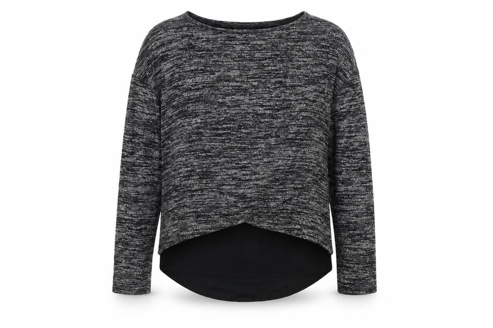 Front view of Deane & White women’s black polyester basic t-shirt, size UK 14, round neck