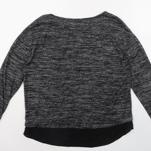Deane & White Womens Black Polyester Basic T-Shirt Size 14 Round Neck