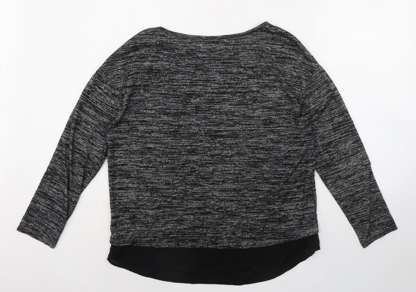 Deane & White Womens Black Polyester Basic T-Shirt Size 14 Round Neck