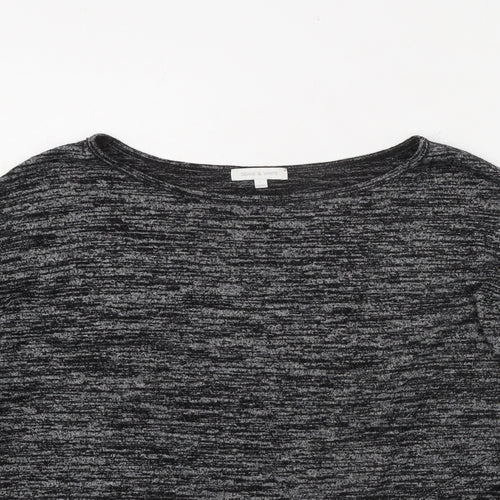 Deane & White Womens Black Polyester Basic T-Shirt Size 14 Round Neck