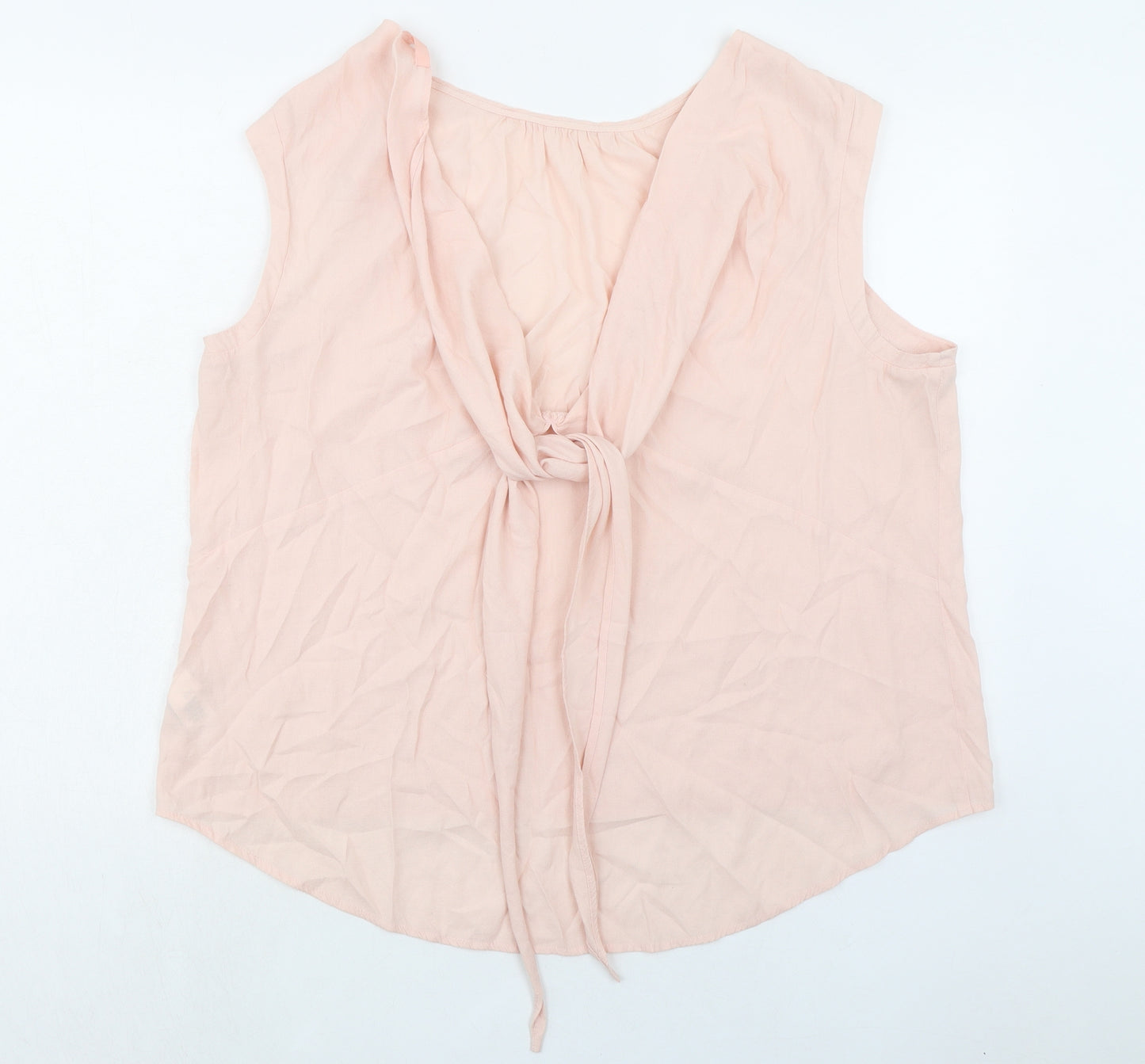 NEXT Womens Pink Viscose Basic Tank Size 22 Round Neck - Tie Detail