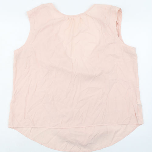 NEXT Womens Pink Viscose Basic Tank Size 22 Round Neck - Tie Detail