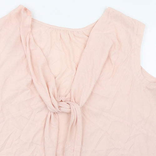 NEXT Womens Pink Viscose Basic Tank Size 22 Round Neck - Tie Detail