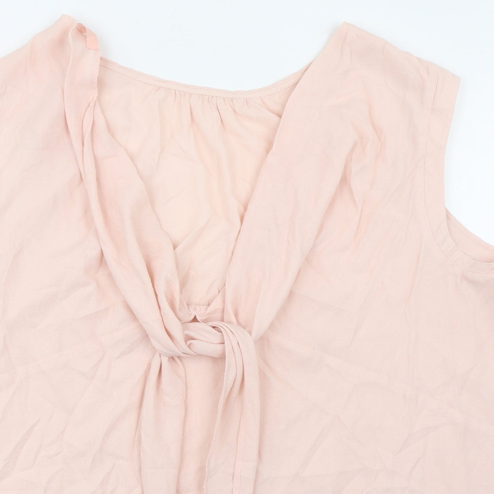 NEXT Womens Pink Viscose Basic Tank Size 22 Round Neck - Tie Detail