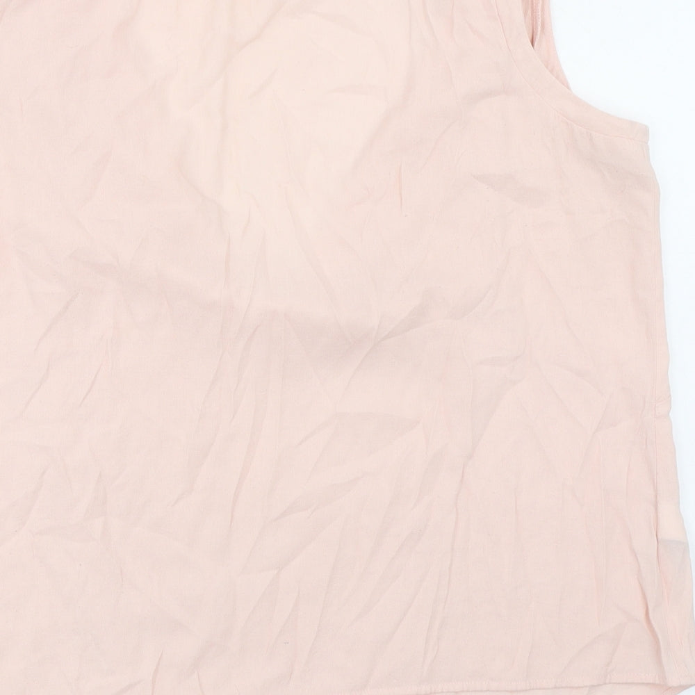 NEXT Womens Pink Viscose Basic Tank Size 22 Round Neck - Tie Detail
