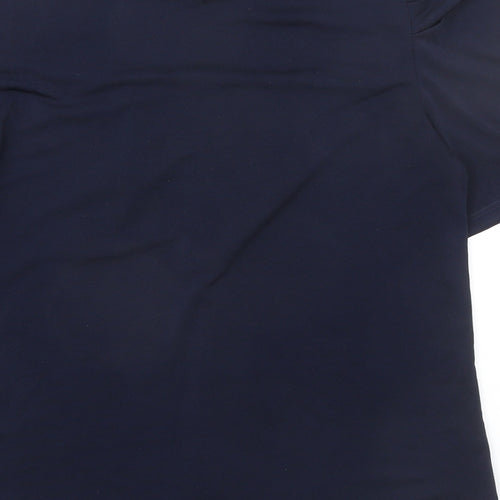 Adrianna Papell Womens Blue Polyester Basic Blouse Size S Round Neck