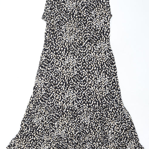 Hobbs Womens Black Geometric Viscose Tank Dress Size 14 Collared Button