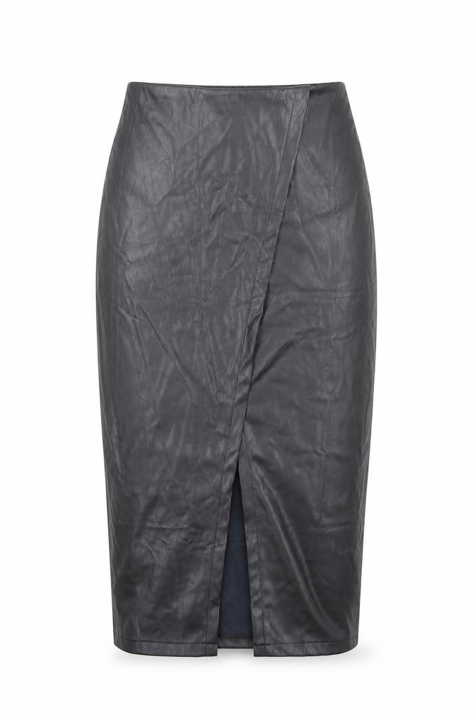 Front view of CHERRY KOKO women’s black polyester straight & pencil skirt, size S, zip