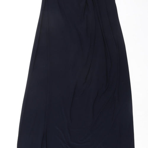 Phase Eight Womens Blue Polyester A-Line Size 10 Round Neck Button