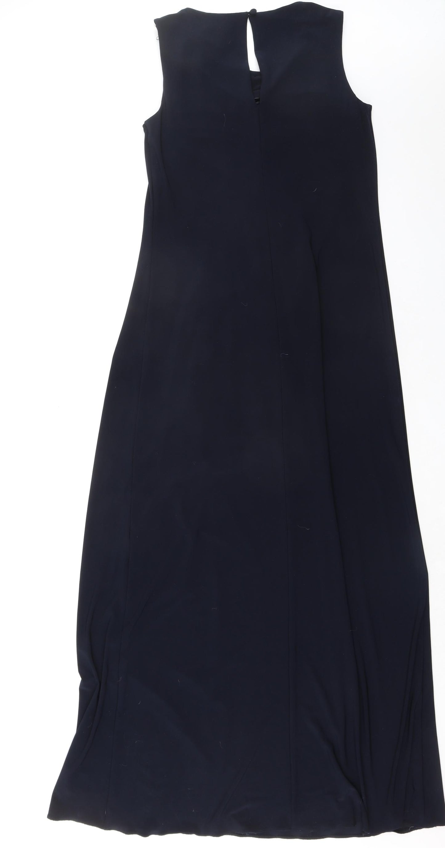 Phase Eight Womens Blue Polyester A-Line Size 10 Round Neck Button