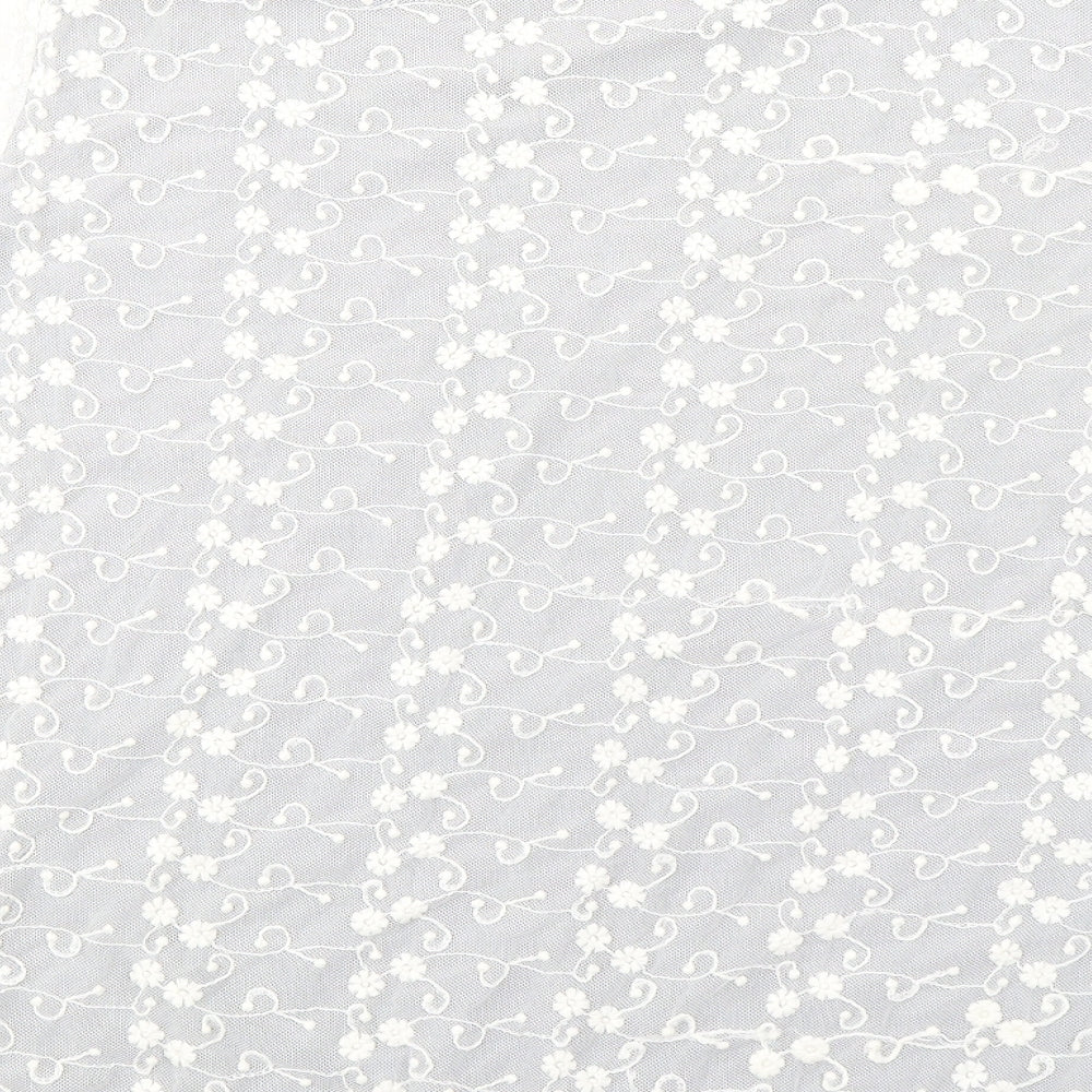 NEXT Womens Grey Floral Cotton Basic Blouse Size 20 Round Neck - Mesh Overlay