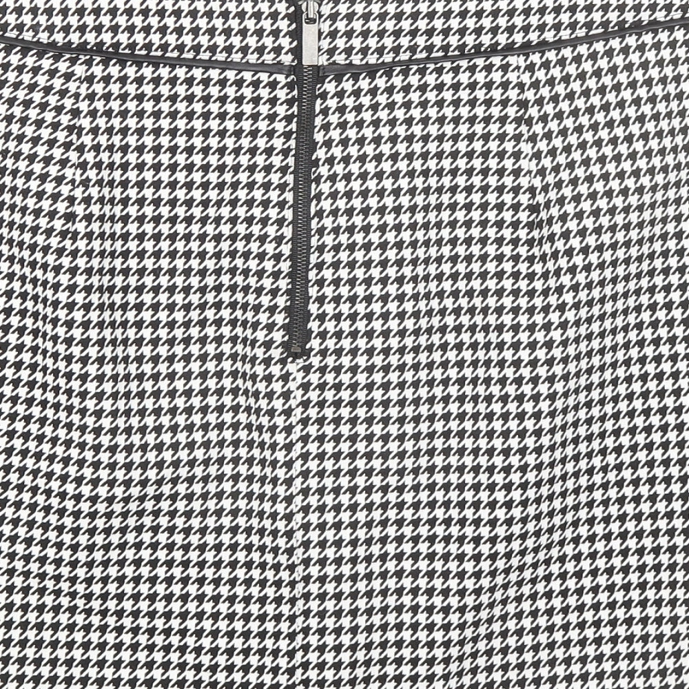 Oasis Womens Black Geometric Polyester A-Line Skirt Size 16 Zip - Houndstooth pattern