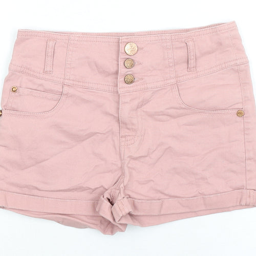 Kylie Girls Pink Cotton Boyfriend Shorts Size 11 Years Regular Zip