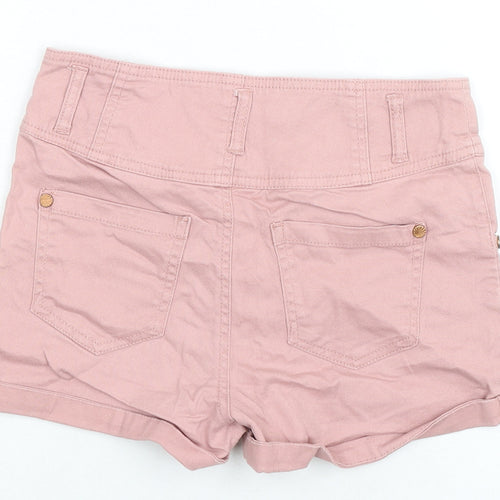 Kylie Girls Pink Cotton Boyfriend Shorts Size 11 Years Regular Zip