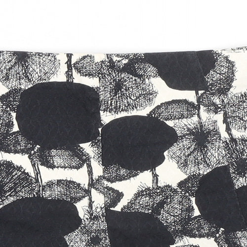 River Island Womens Black Geometric Cotton Basic Shorts Size 12 Regular Zip