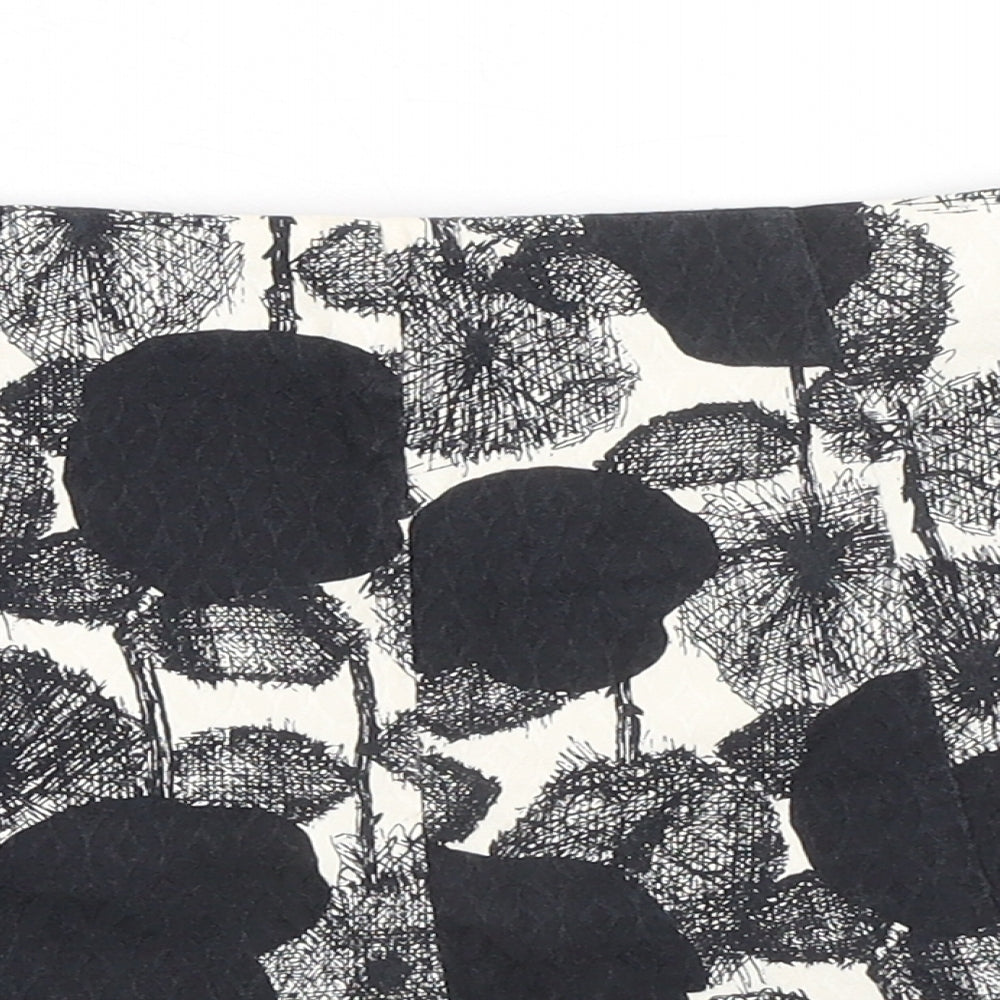 River Island Womens Black Geometric Cotton Basic Shorts Size 12 Regular Zip