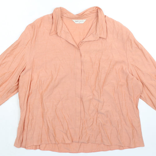 Bonmarché Womens Orange Viscose Basic Button-Up Size 24 Collared