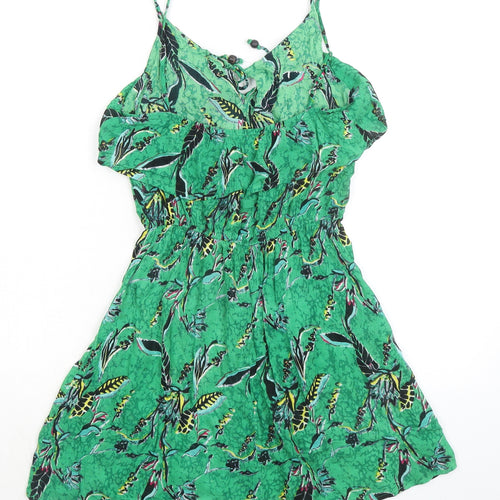 Anmol Womens Green Geometric Viscose A-Line Size 8 Round Neck