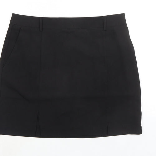 Topshop Womens Black Polyester A-Line Skirt Size 12 Zip