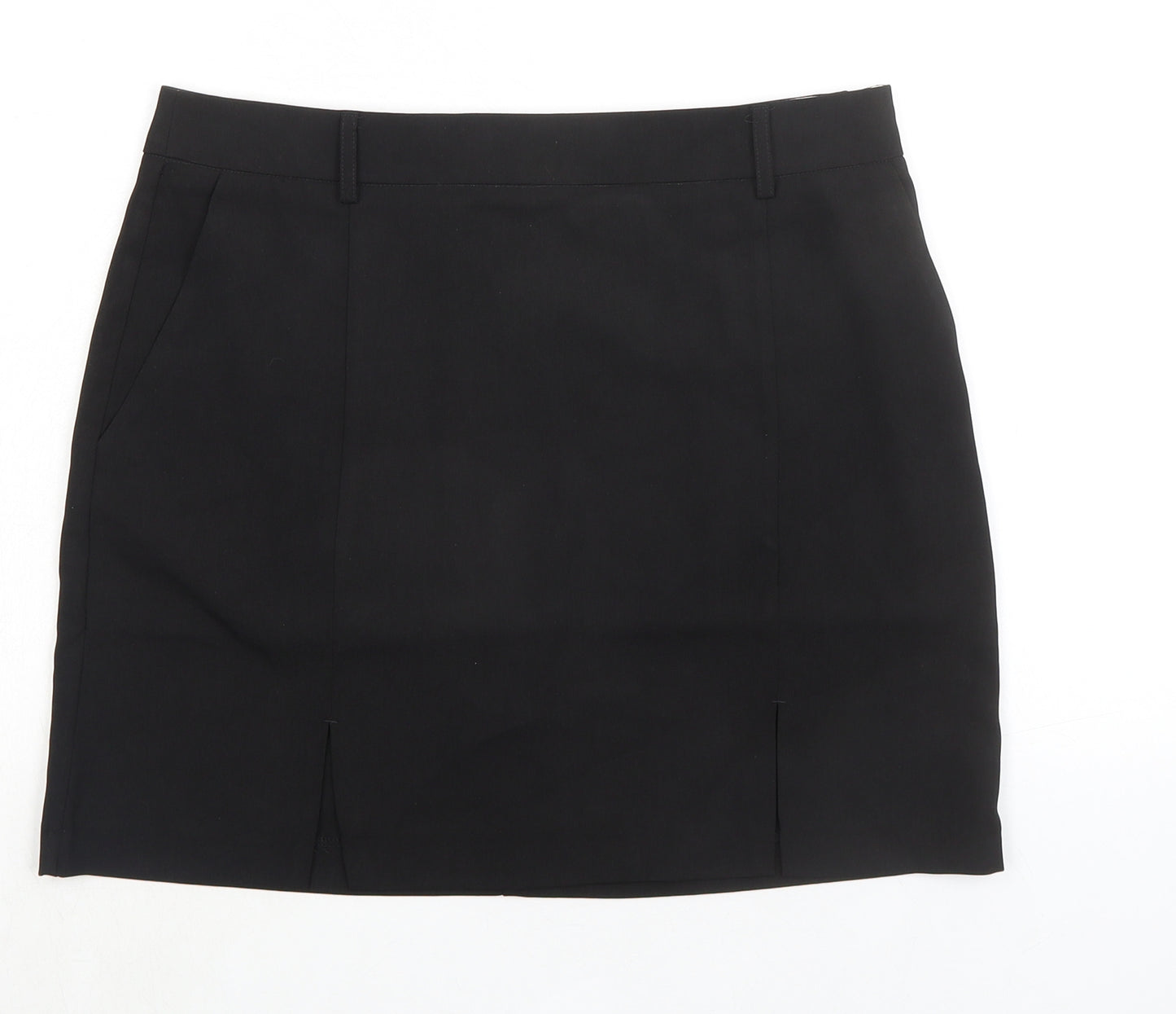 Topshop Womens Black Polyester A-Line Skirt Size 12 Zip