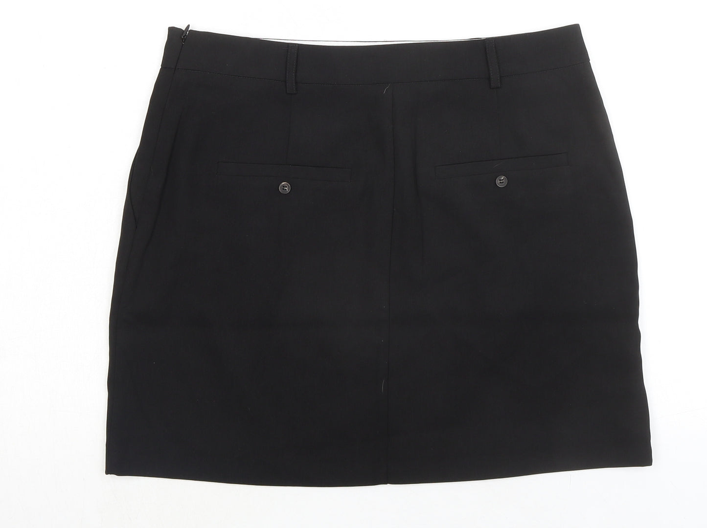 Topshop Womens Black Polyester A-Line Skirt Size 12 Zip